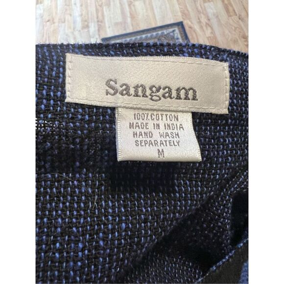 Vintage Sangam Women’s Medium Blue Black Cardigan Buttoned Sweater India - Picture 8 of 8